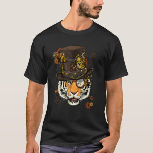 Steampunk Gothic Tiger Face Wild Zoo Animal Tiger T-Shirt