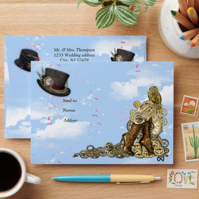 Steampunk Graphic designs on the Illusion of Time Envelope (Desk)