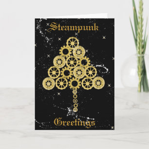 Steampunk Greetings Christmas Card