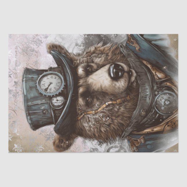 Steampunk Grizzly Bear Tissue Paper (Front)