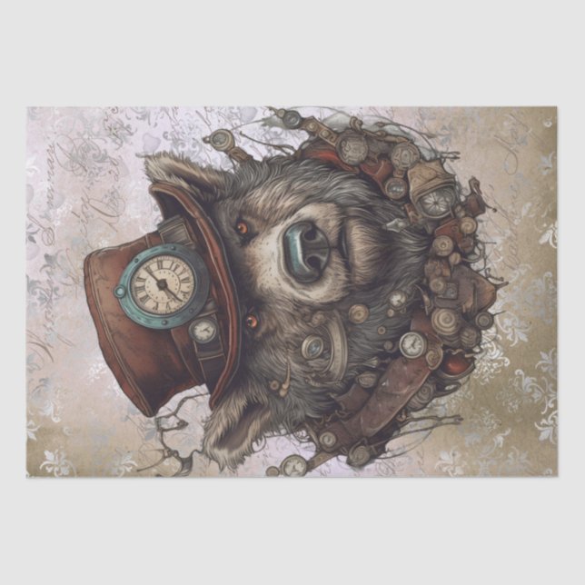 Steampunk Grizzly Bear Tissue Paper (Front)