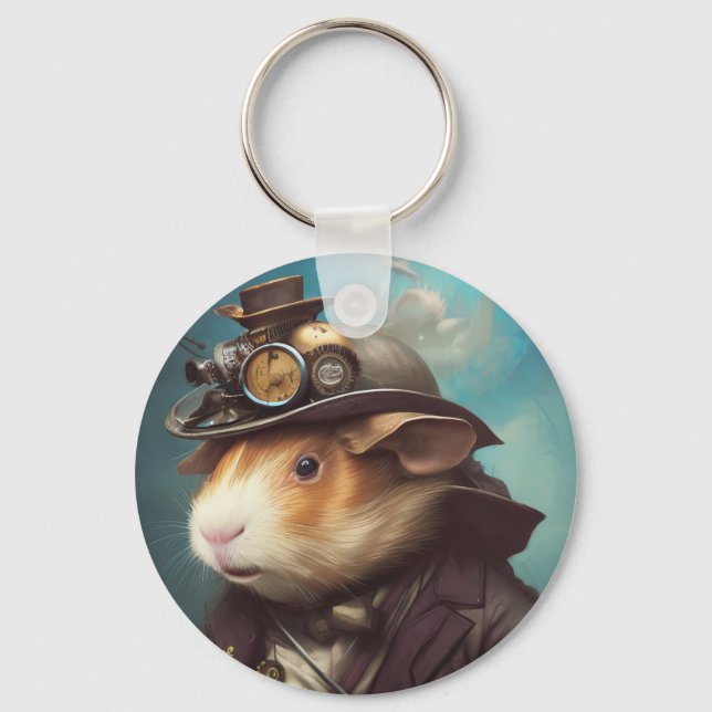 Steampunk Guinea Pig Key Ring (Front)