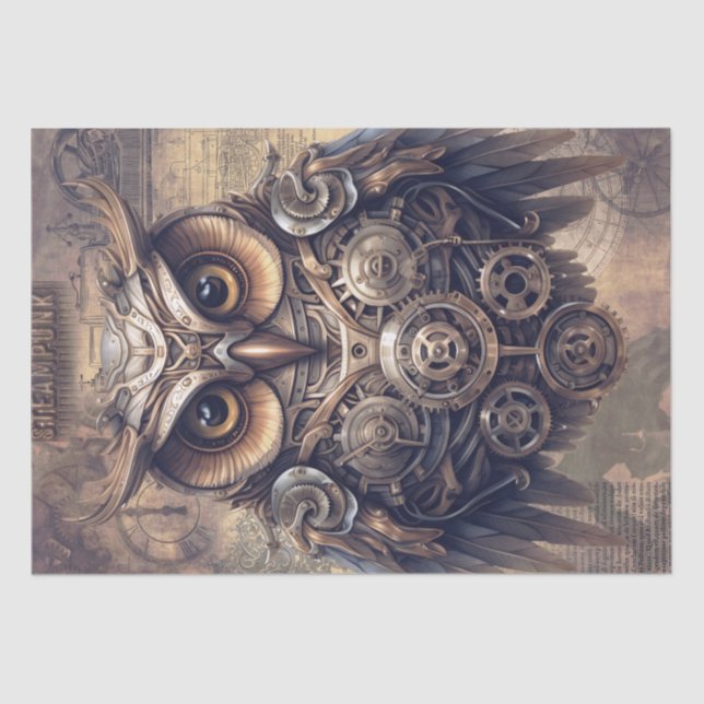 Steampunk Halloween Owl Tissue Paper (Front)