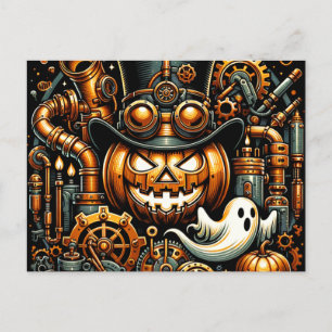 Steampunk Halloween Postcard