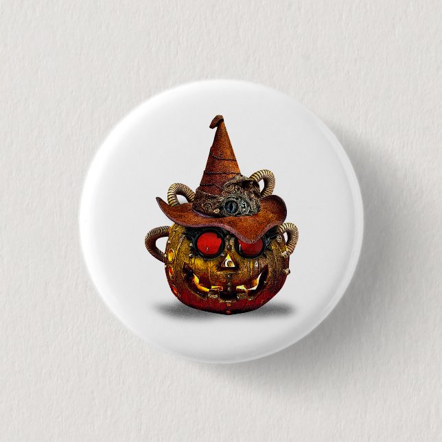 Steampunk Halloween Witch Hat Button (Front)