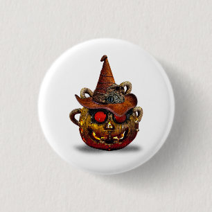 Steampunk Halloween Witch Hat Button