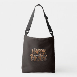 Steampunk happy birthday lettering crossbody bag