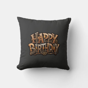 Steampunk happy birthday lettering cushion