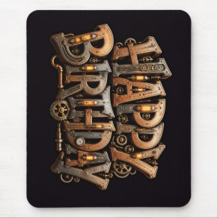 Steampunk happy birthday lettering mouse mat
