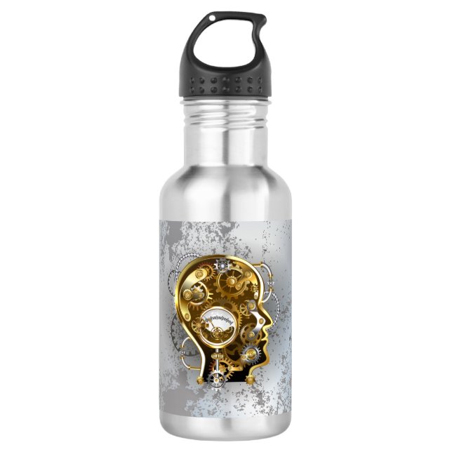 Steampunk head with manometer 532 ml water bottle (Front)
