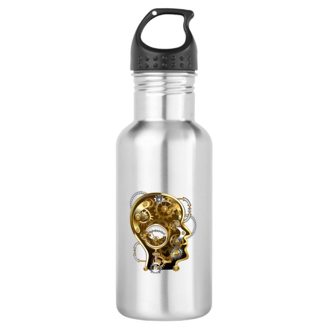 Steampunk Head with Manometer 710 Ml Water Bottle (Front)