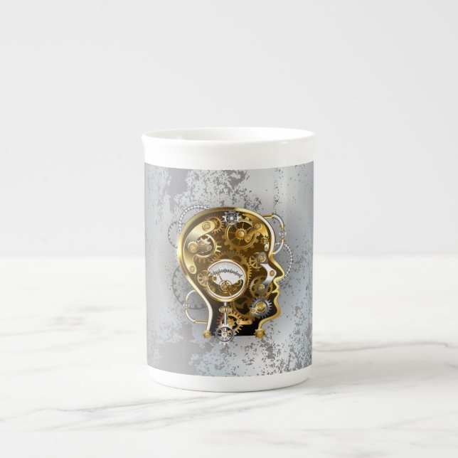 Steampunk head with manometer bone china mug (Front)