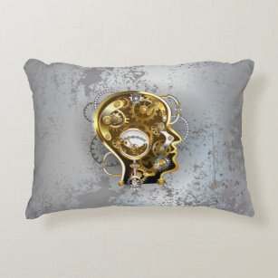 Steampunk head with manometer decorative cushion