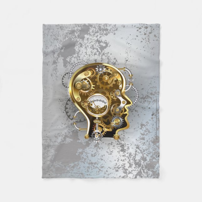 Steampunk Head with Manometer Fleece Blanket (Front)