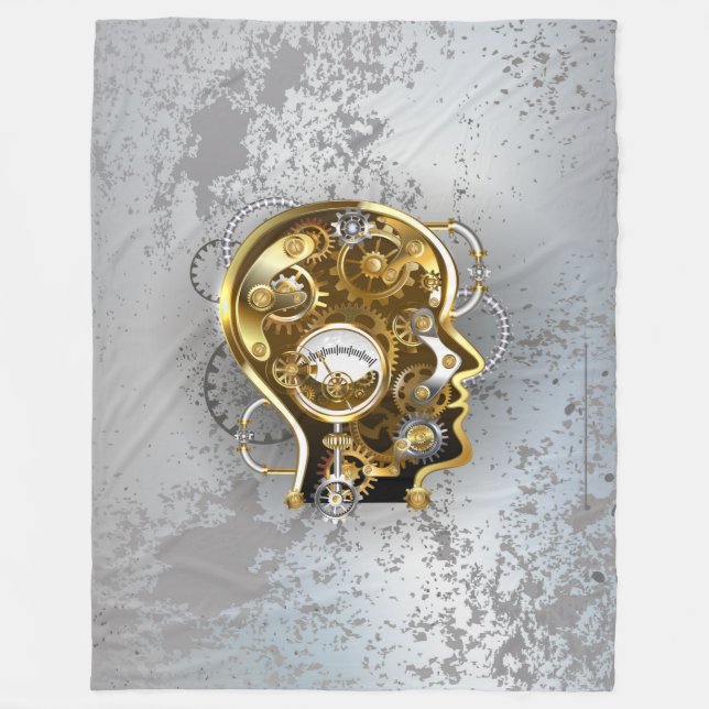 Steampunk Head with Manometer Fleece Blanket (Front)