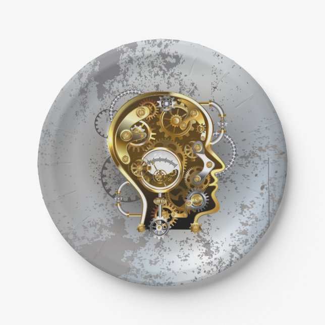 Steampunk head with manometer paper plate (Front)