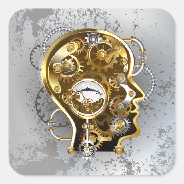 Steampunk head with manometer square sticker (Front)