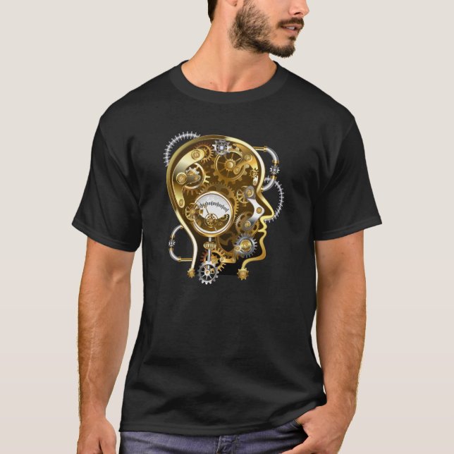 Steampunk Head with Manometer T-Shirt (Front)