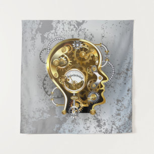 Steampunk head with manometer tapestry