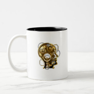 Steampunk Head with Manometer Two-Tone Coffee Mug