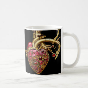 Steampunk Heart Anatomical Rubies and Gears Coffee Mug