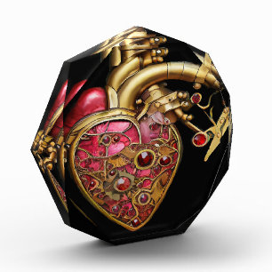 Steampunk Heart Anatomical Rubies and Gears Photo Block