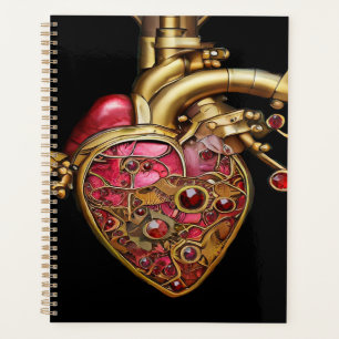 Steampunk Heart Anatomical Rubies and Gears Planner