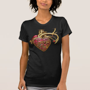 Steampunk Heart Anatomical Rubies and Gears T-Shirt