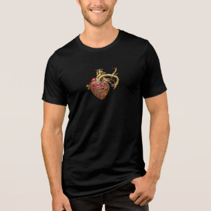 Steampunk Heart Anatomical Rubies and Gears Tri-Blend Shirt