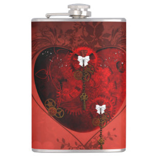 Steampunk heart hip flask