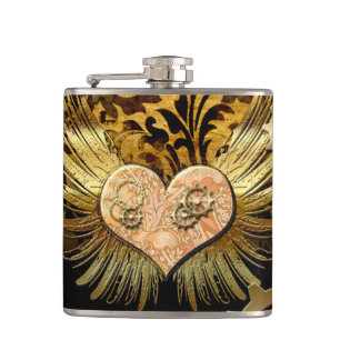 Steampunk heart hip flask
