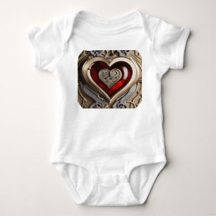 Steampunk Heart – Intricate Mechanical Love  Baby Bodysuit
