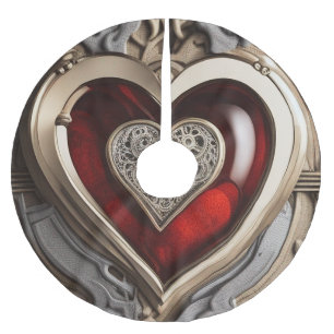 Steampunk Heart – Intricate Mechanical Love Brushed Polyester Tree Skirt