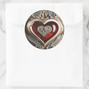 Steampunk Heart – Intricate Mechanical Love Classic Round Sticker