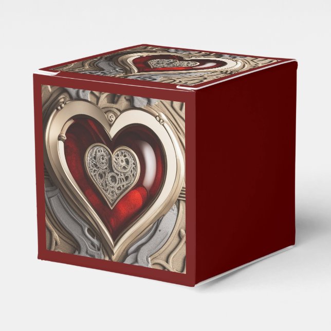 Steampunk Heart – Intricate Mechanical Love  Favour Box (Front Side)