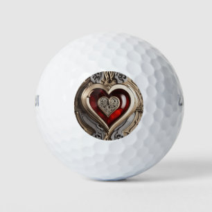 Steampunk Heart – Intricate Mechanical Love Golf Balls
