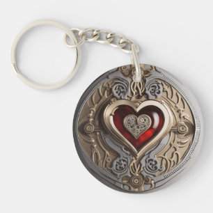 Steampunk Heart – Intricate Mechanical Love  Key Ring