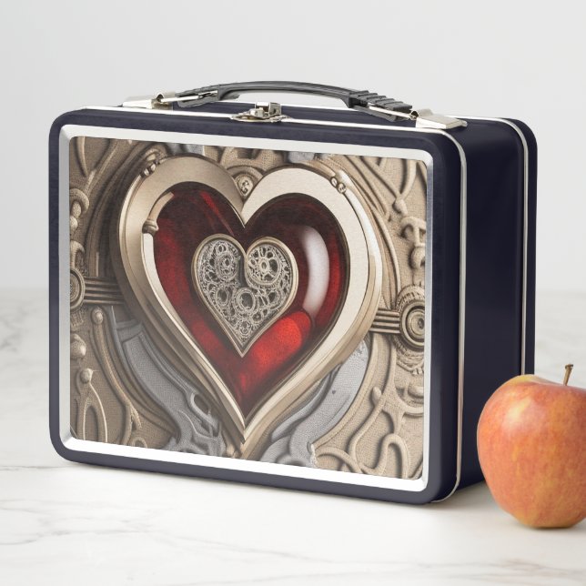 Steampunk Heart – Intricate Mechanical Love  Metal Lunch Box (In Situ)