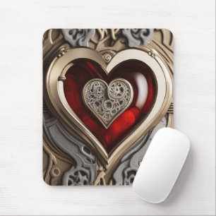 Steampunk Heart – Intricate Mechanical Love  Mouse Mat