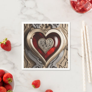 Steampunk Heart – Intricate Mechanical Love  Napkin