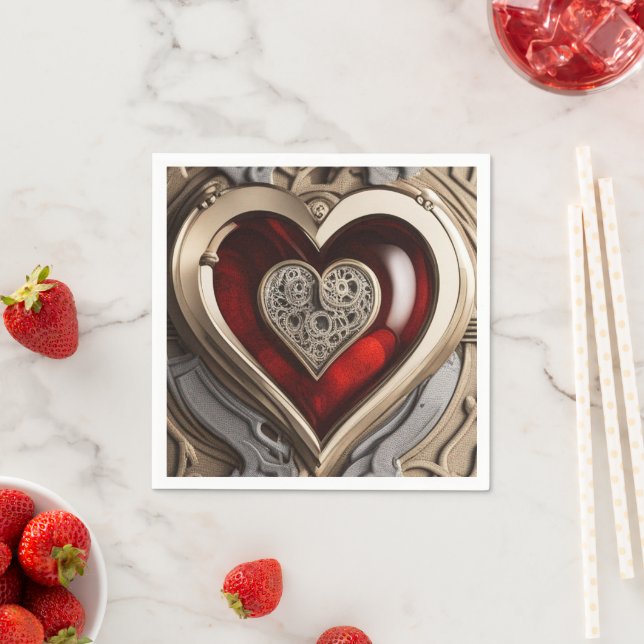 Steampunk Heart – Intricate Mechanical Love  Napkin (Insitu)