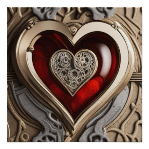 Steampunk Heart – Intricate Mechanical Love Poster