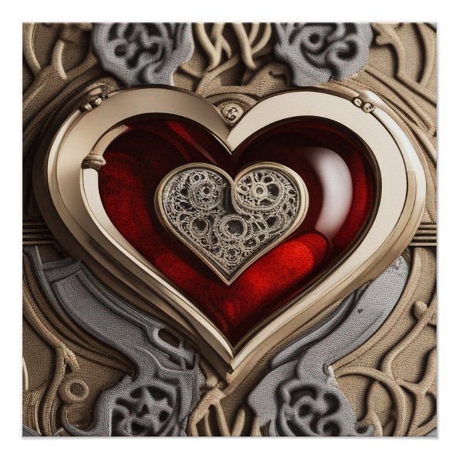 Steampunk Heart – Intricate Mechanical Love  Poster (Front)