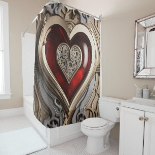 Steampunk Heart – Intricate Mechanical Love Shower Curtain