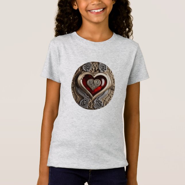 Steampunk Heart – Intricate Mechanical Love  T-Shirt (Front)