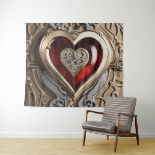 Steampunk Heart – Intricate Mechanical Love Tapestry