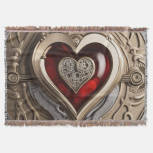 Steampunk Heart – Intricate Mechanical Love  Throw Blanket
