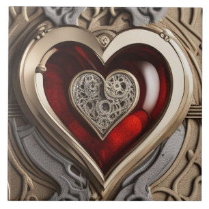 Steampunk Heart – Intricate Mechanical Love Tile