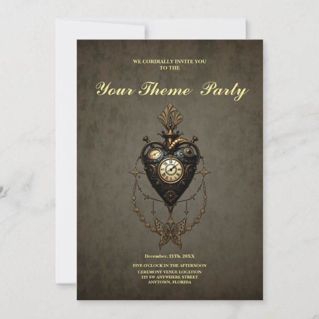 Steampunk heart,  invitation (Front)
