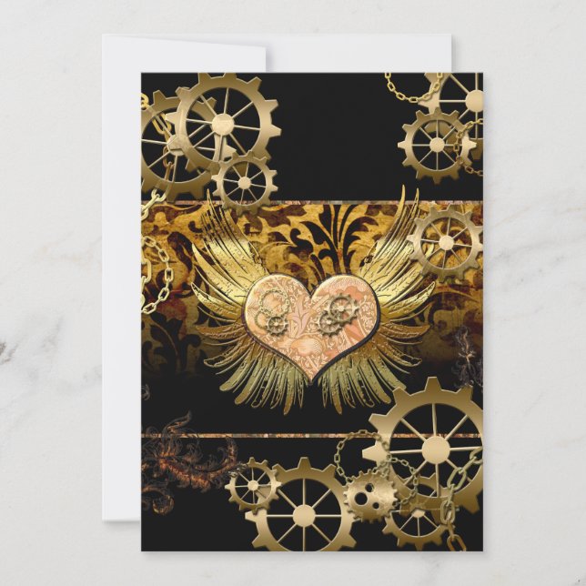 Steampunk heart invitation (Front)